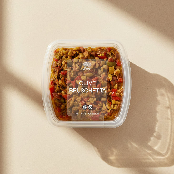 Container of Divina Olive Bruschetta on a white background